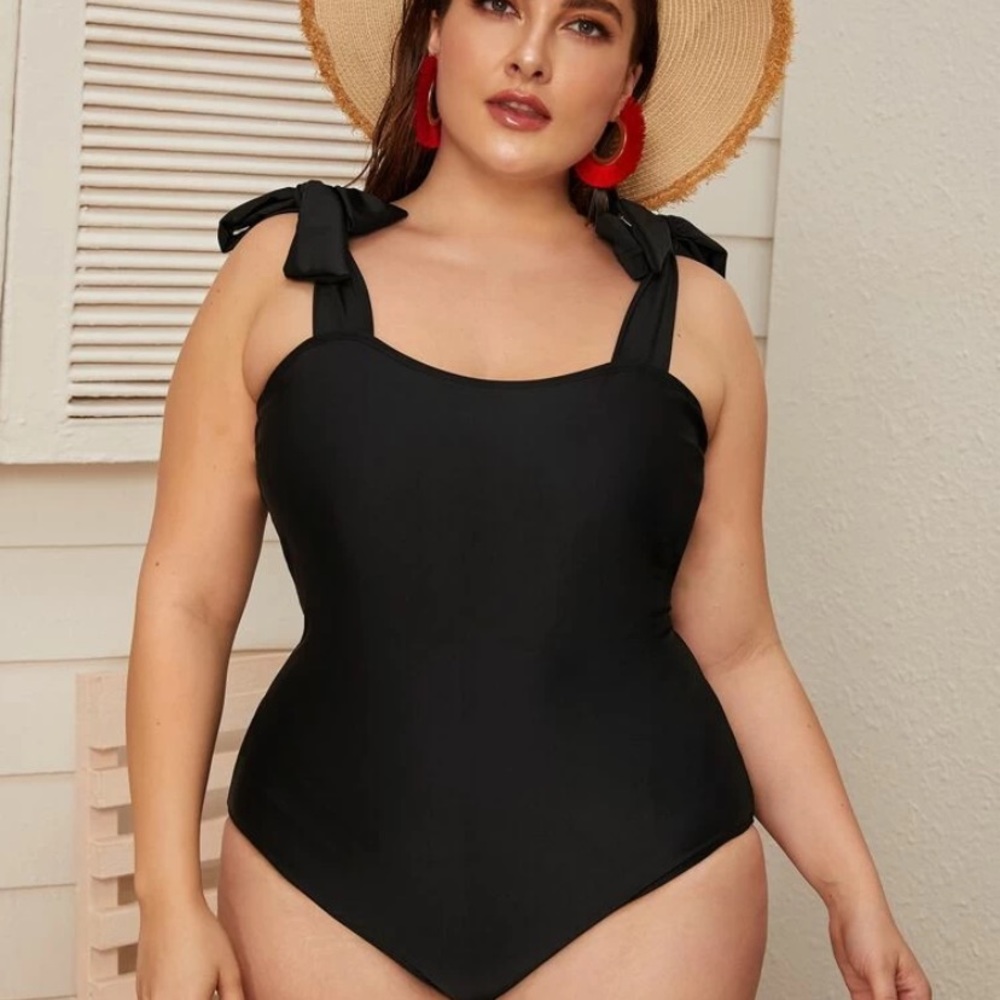 Black Swim Suit it Tie Detail